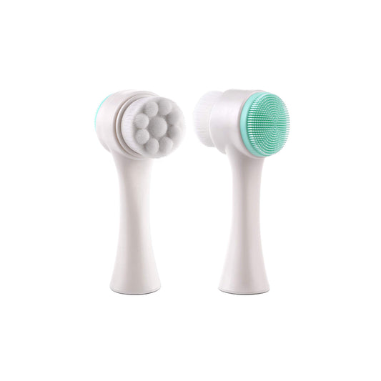 Dual action facial cleansing brush